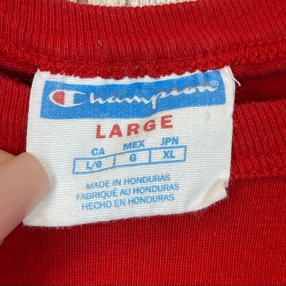 Champion Heritage C Patch Red Long Sleeve Crewneck Top Size Large Men - Picture 10 of 12
